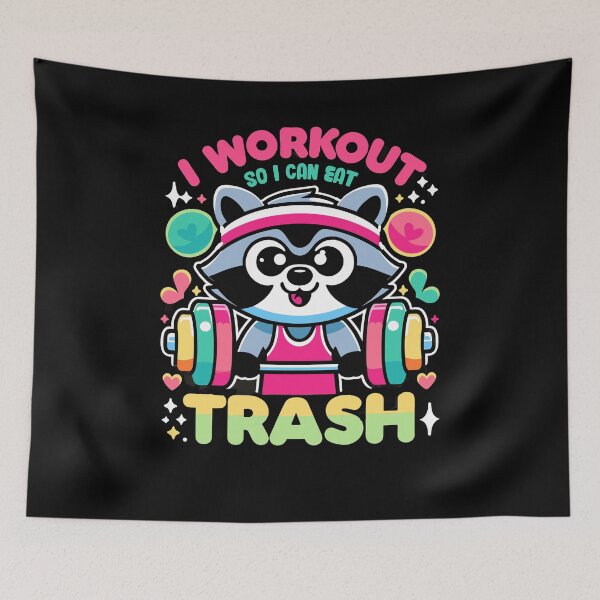 Item preview, I Work Out So I Can Eat Trash Garbage Funny Raccoon Fitness Gym designed and sold by Dressed For  Duty.