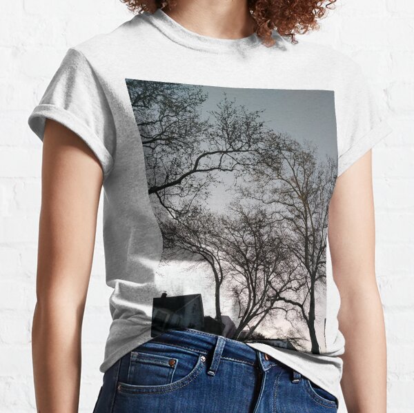Happiness, Building, Skyscraper, New York, Manhattan, Street, Pedestrians, Cars, Towers, morning, trees, subway, station, Spring, flowers, Brooklyn Classic T-Shirt