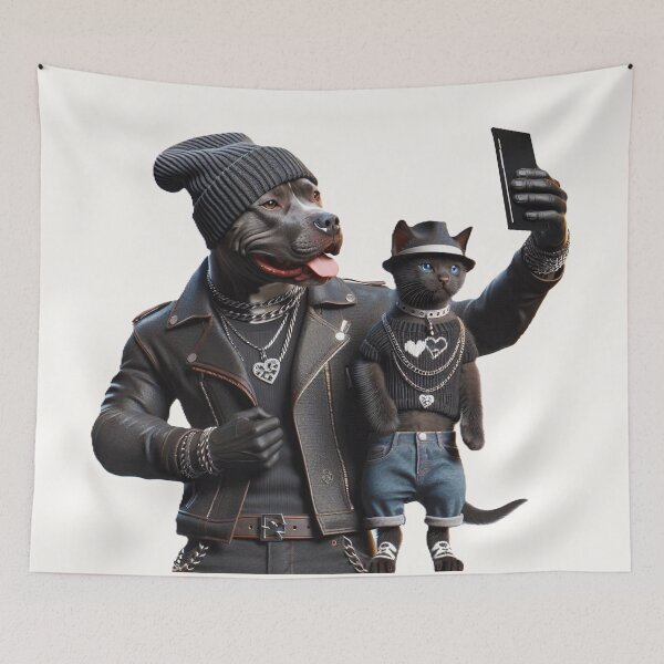 Item preview, Pitbull Celebrity Taking Selfie with Kitten designed and sold by TheDogOnIt.