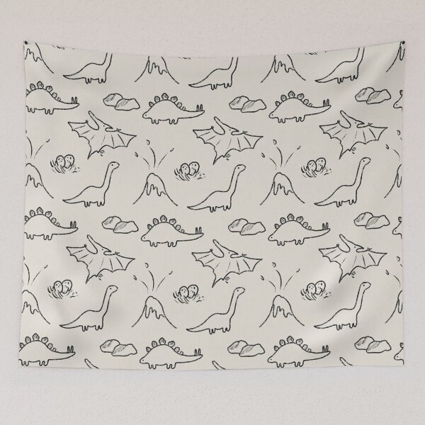 Item preview, Dino Doodles Cute Black and White Pattern designed and sold by Valerie Englehart.
