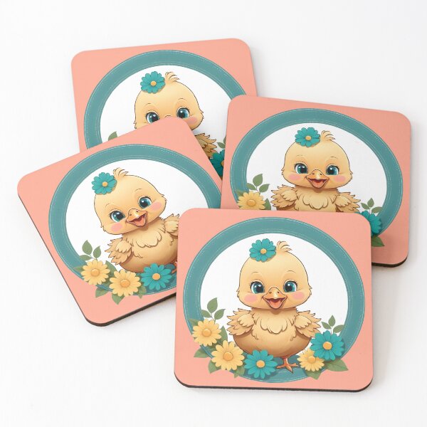 Item preview, Cute happy chicken with flowers designed and sold by RedStacks.