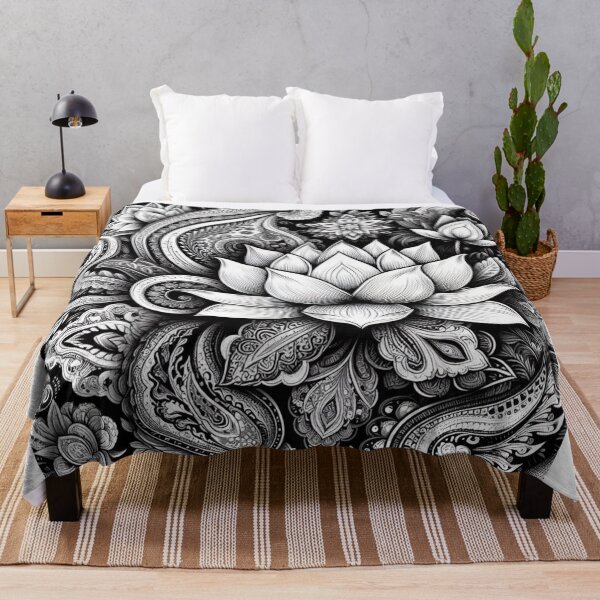 Item preview, black and white lotus designed and sold by ThreadBorne.