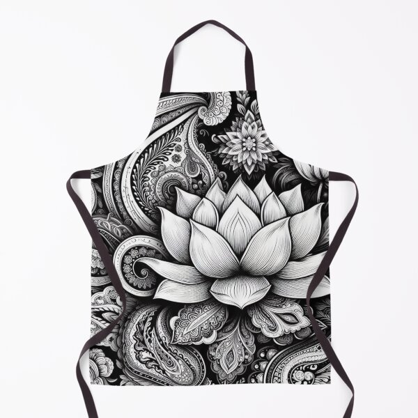Item preview, black and white lotus designed and sold by ThreadBorne.