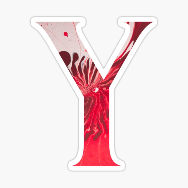 Item preview, RUBY HEART ABSTRACT ACRYLIC ART WHITE ALPHABET Y PRINT designed and sold by RomeArtCo.