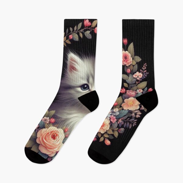 Item preview, Cute Cat Kitten in Floral Wreath designed and sold by Simplybe1.