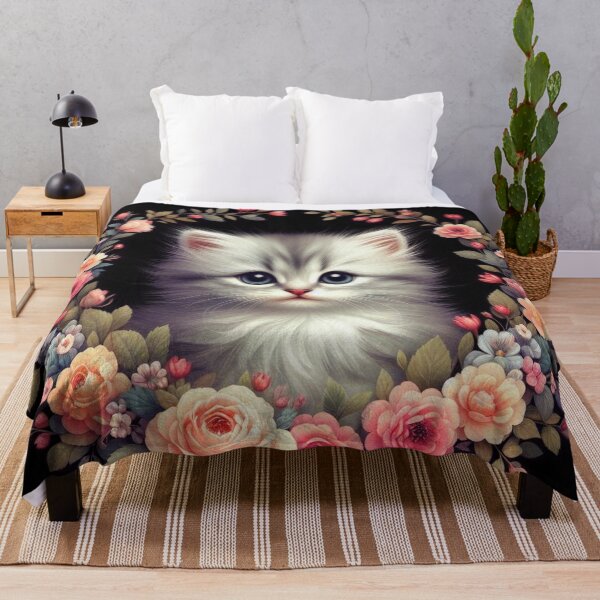 Item preview, Cute Cat Kitten in Floral Wreath designed and sold by Simplybe1.