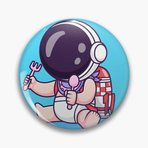 Item preview, Cute Baby Astronaut Holding Fork and Spoon with Rocket Bag Cartoon Vector Icon - Adorable Science and Space Illustration designed and sold by hjian8219.