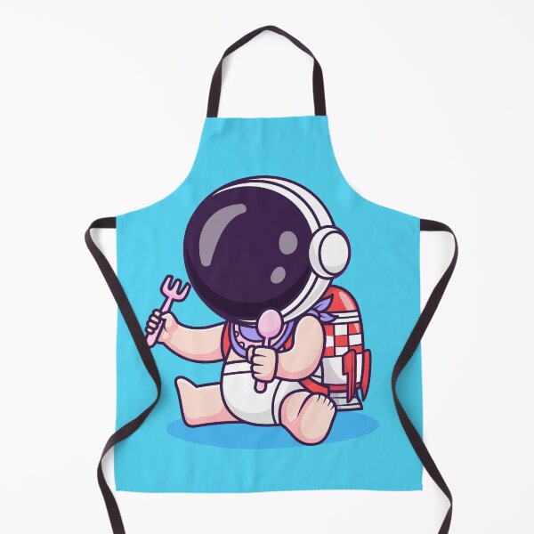 Item preview, Cute Baby Astronaut Holding Fork and Spoon with Rocket Bag Cartoon Vector Icon - Adorable Science and Space Illustration designed and sold by hjian8219.