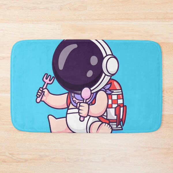 Item preview, Cute Baby Astronaut Holding Fork and Spoon with Rocket Bag Cartoon Vector Icon - Adorable Science and Space Illustration designed and sold by hjian8219.