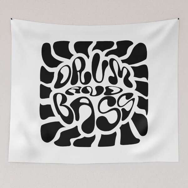 Item preview, DRUM AND BASS  - Y2K Font And Swirls (black)  designed and sold by Discothreadz.