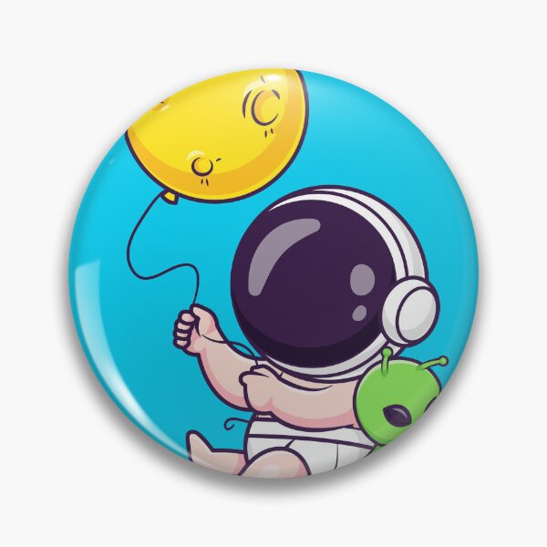 Item preview, Cute Baby Astronaut Holding Moon Balloon with Alien Doll Cartoon Vector Icon - Adorable Science and Space Illustration designed and sold by hjian8219.