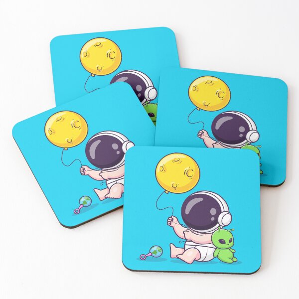 Item preview, Cute Baby Astronaut Holding Moon Balloon with Alien Doll Cartoon Vector Icon - Adorable Science and Space Illustration designed and sold by hjian8219.