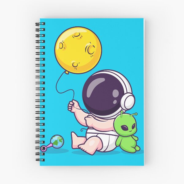 Item preview, Cute Baby Astronaut Holding Moon Balloon with Alien Doll Cartoon Vector Icon - Adorable Science and Space Illustration designed and sold by hjian8219.