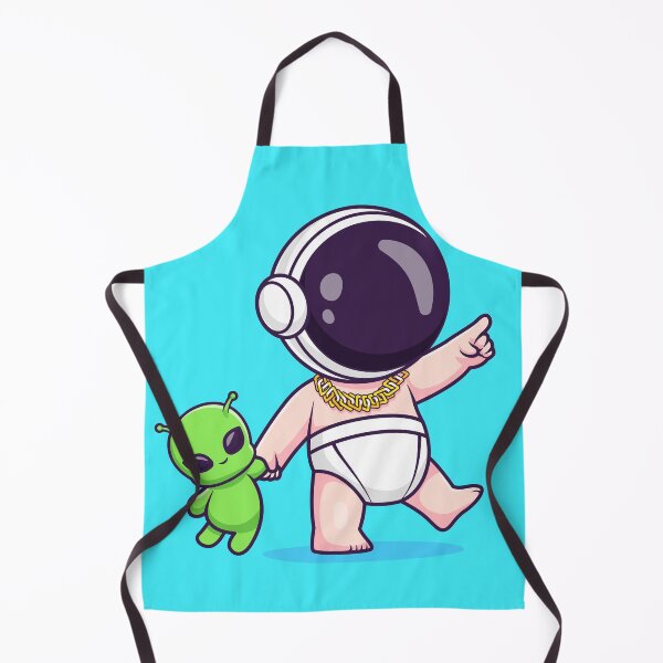 Item preview, Cute Baby Astronaut Walking with Alien Doll Pointing Cartoon Vector Icon - Playful Science and Space Illustration designed and sold by hjian8219.