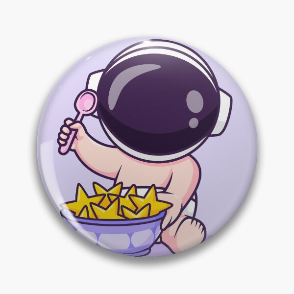 Item preview, Cute Baby Astronaut Eating from Star Bowl with Spoon Cartoon Vector Icon - Whimsical Science and Food Illustration designed and sold by hjian8219.