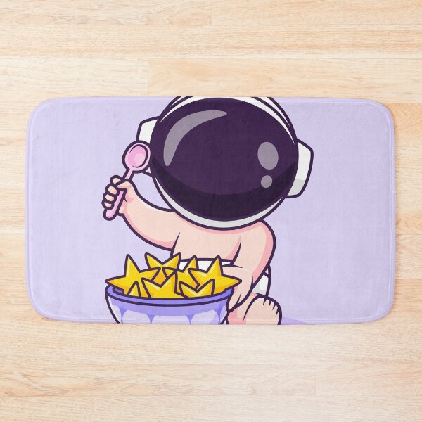Item preview, Cute Baby Astronaut Eating from Star Bowl with Spoon Cartoon Vector Icon - Whimsical Science and Food Illustration designed and sold by hjian8219.