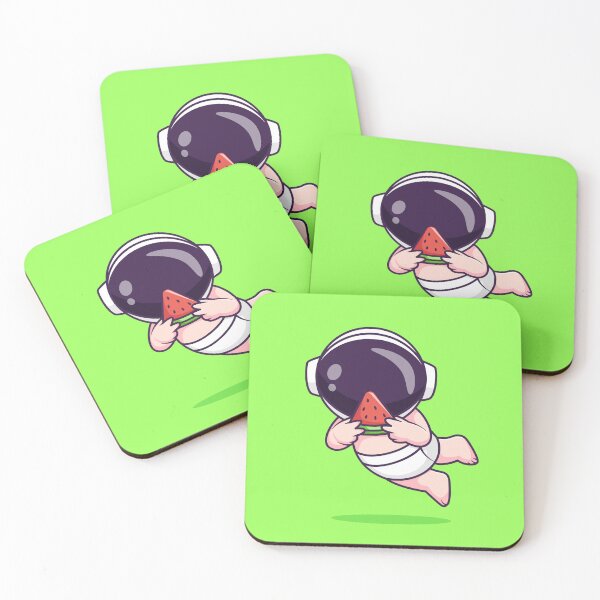 Item preview, Cute Baby Astronaut Eating Watermelon Cartoon Vector Icon - Playful Science and Fruit Illustration designed and sold by hjian8219.