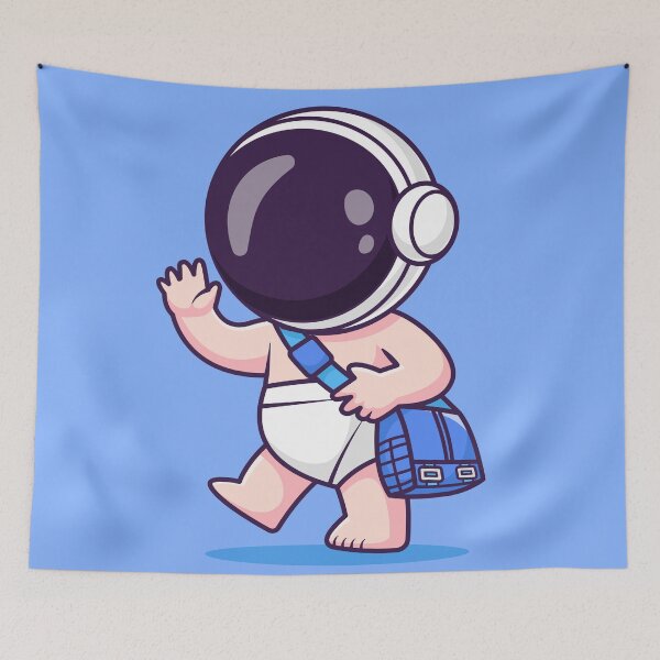 Item preview, Cute Baby Astronaut with Sling Bag Cartoon Vector Icon - Charming Science and Education Illustration designed and sold by hjian8219.