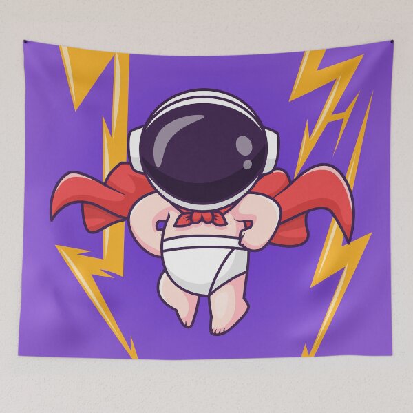 Item preview, Cute Baby Astronaut Super Hero Flying Cartoon Vector Icon - Adorable Science and Holiday Illustration designed and sold by hjian8219.