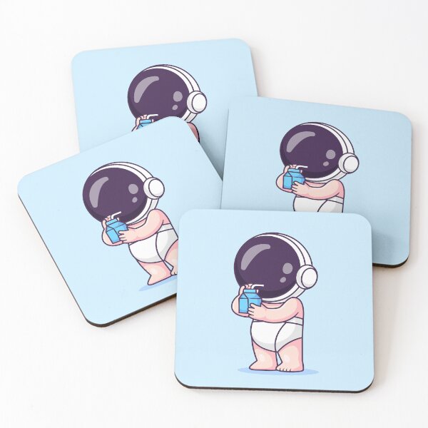 Item preview, Cute Baby Astronaut Drinking Milk Cartoon Vector Icon - Adorable Science and Drink Illustration designed and sold by hjian8219.