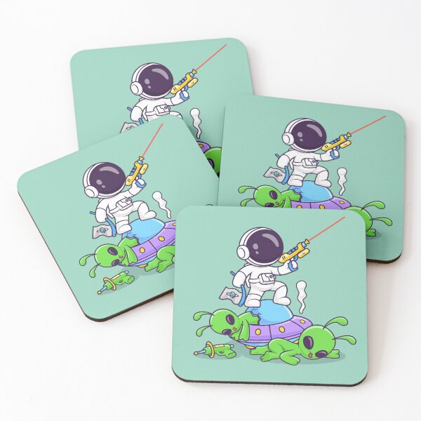 Item preview, Cute Astronaut Fighting with Alien Cartoon Vector Icon - Playful Science and Technology Illustration designed and sold by hjian8219.