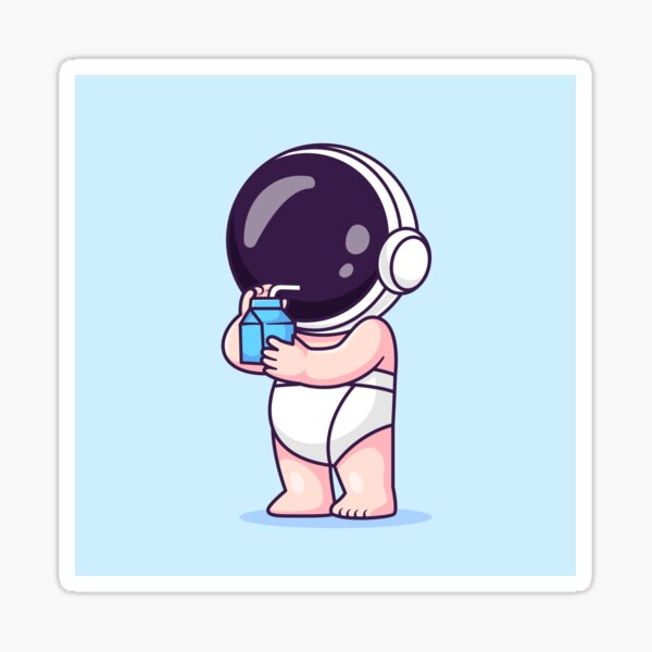 Item preview, Cute Baby Astronaut Drinking Milk Cartoon Vector Icon - Adorable Science and Drink Illustration designed and sold by hjian8219.