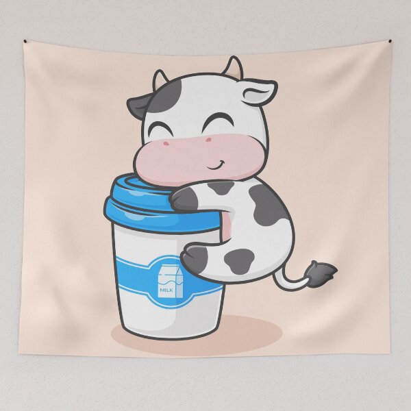 Item preview, Cute Cow Hugging Coffee Cup Cartoon Vector Icon - Charming Animal Drink Illustration designed and sold by hjian8219.
