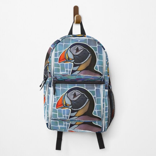 Item preview, Puffin batik style stained glass window design designed and sold by AuroraXGreen.
