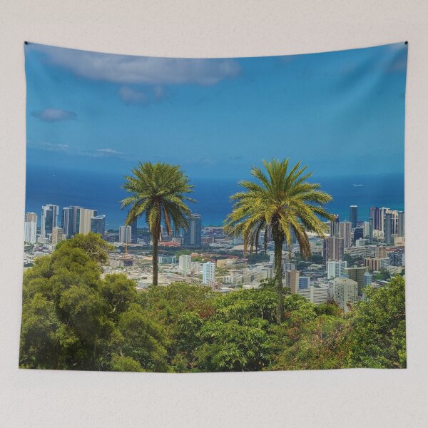 Item preview, Palm Trees over Downton Honolulu designed and sold by BeWitchingMom.