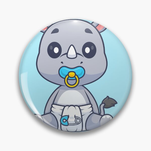 Item preview, Cute Baby Rhino Wearing Pacifier and Diaper Cartoon Vector Icon - Adorable Animal Nature Illustration designed and sold by hjian8219.