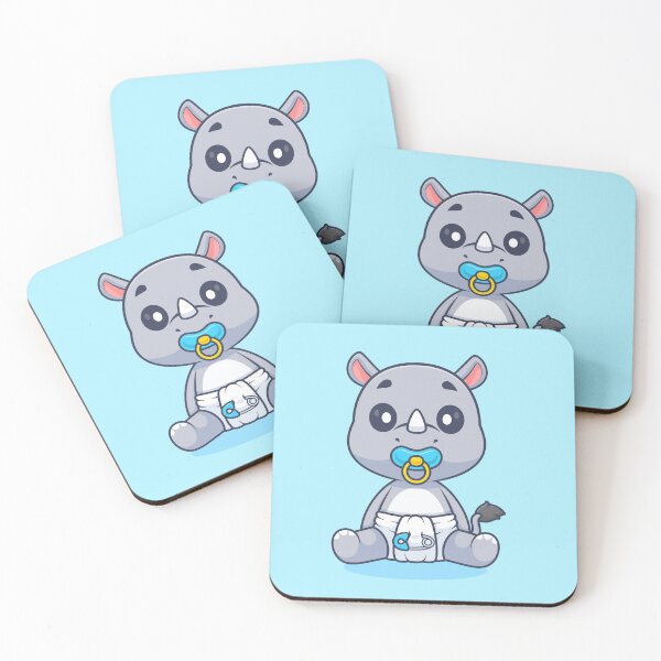 Item preview, Cute Baby Rhino Wearing Pacifier and Diaper Cartoon Vector Icon - Adorable Animal Nature Illustration designed and sold by hjian8219.