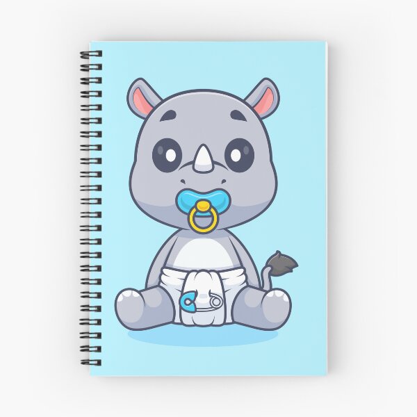 Item preview, Cute Baby Rhino Wearing Pacifier and Diaper Cartoon Vector Icon - Adorable Animal Nature Illustration designed and sold by hjian8219.