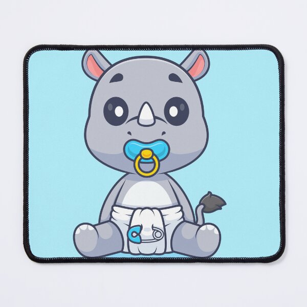 Item preview, Cute Baby Rhino Wearing Pacifier and Diaper Cartoon Vector Icon - Adorable Animal Nature Illustration designed and sold by hjian8219.
