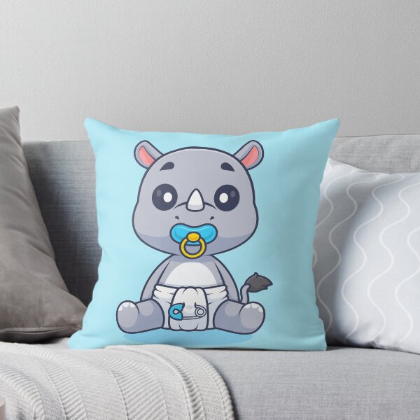 Item preview, Cute Baby Rhino Wearing Pacifier and Diaper Cartoon Vector Icon - Adorable Animal Nature Illustration designed and sold by hjian8219.