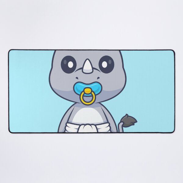 Item preview, Cute Baby Rhino Wearing Pacifier and Diaper Cartoon Vector Icon - Adorable Animal Nature Illustration designed and sold by hjian8219.