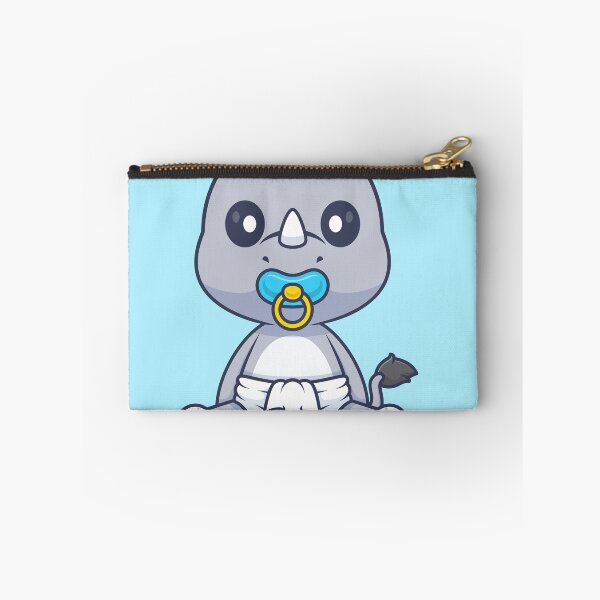 Item preview, Cute Baby Rhino Wearing Pacifier and Diaper Cartoon Vector Icon - Adorable Animal Nature Illustration designed and sold by hjian8219.