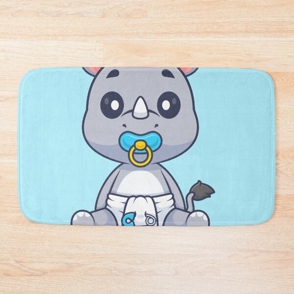 Item preview, Cute Baby Rhino Wearing Pacifier and Diaper Cartoon Vector Icon - Adorable Animal Nature Illustration designed and sold by hjian8219.