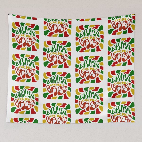 Item preview, DRUM AND BASS  - Y2K Font And Swirls (white/red/green)  designed and sold by Discothreadz.