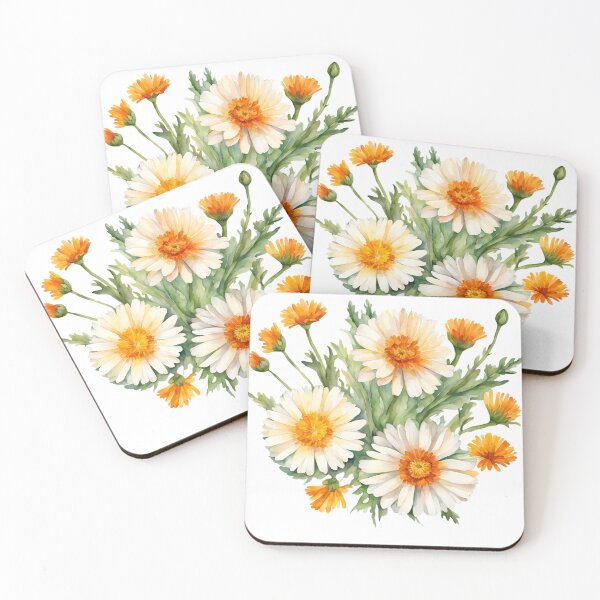 Item preview, Calendula white flower blooming sticker designed and sold by TK Art1989.