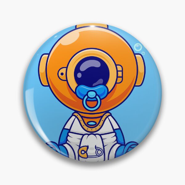 Item preview, Cute Baby Diver Wearing Pacifier and Diaper Cartoon Vector Icon - Playful Science and Nature Illustration designed and sold by hjian8219.