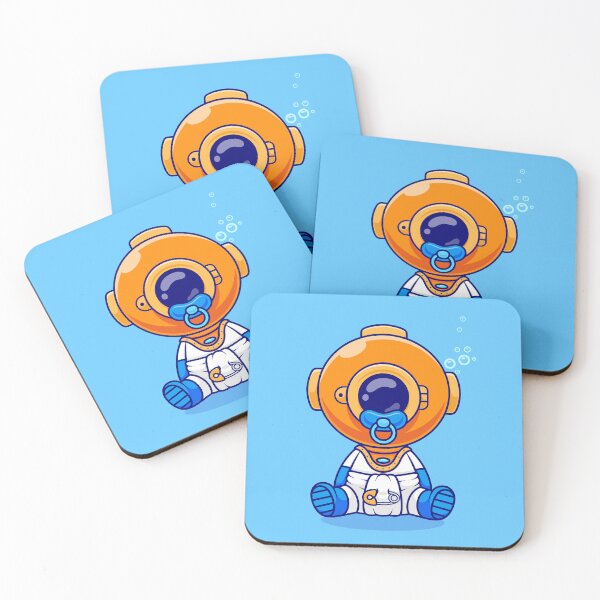 Item preview, Cute Baby Diver Wearing Pacifier and Diaper Cartoon Vector Icon - Playful Science and Nature Illustration designed and sold by hjian8219.