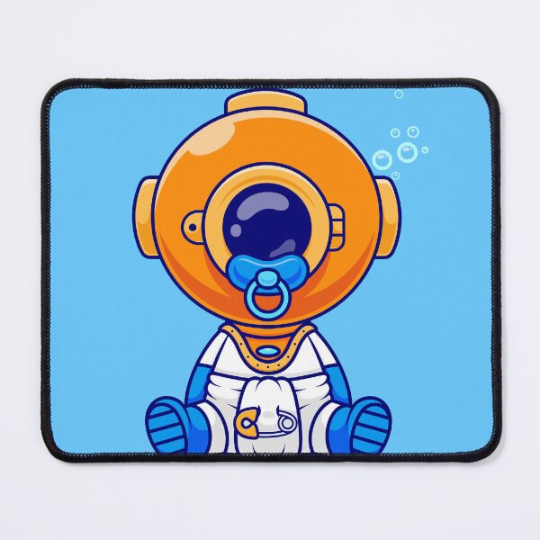 Item preview, Cute Baby Diver Wearing Pacifier and Diaper Cartoon Vector Icon - Playful Science and Nature Illustration designed and sold by hjian8219.