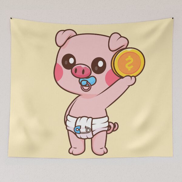 Item preview, Cute Baby Pig Holding Gold Coin Cartoon Vector Icon - Adorable Animal Finance Illustration designed and sold by hjian8219.