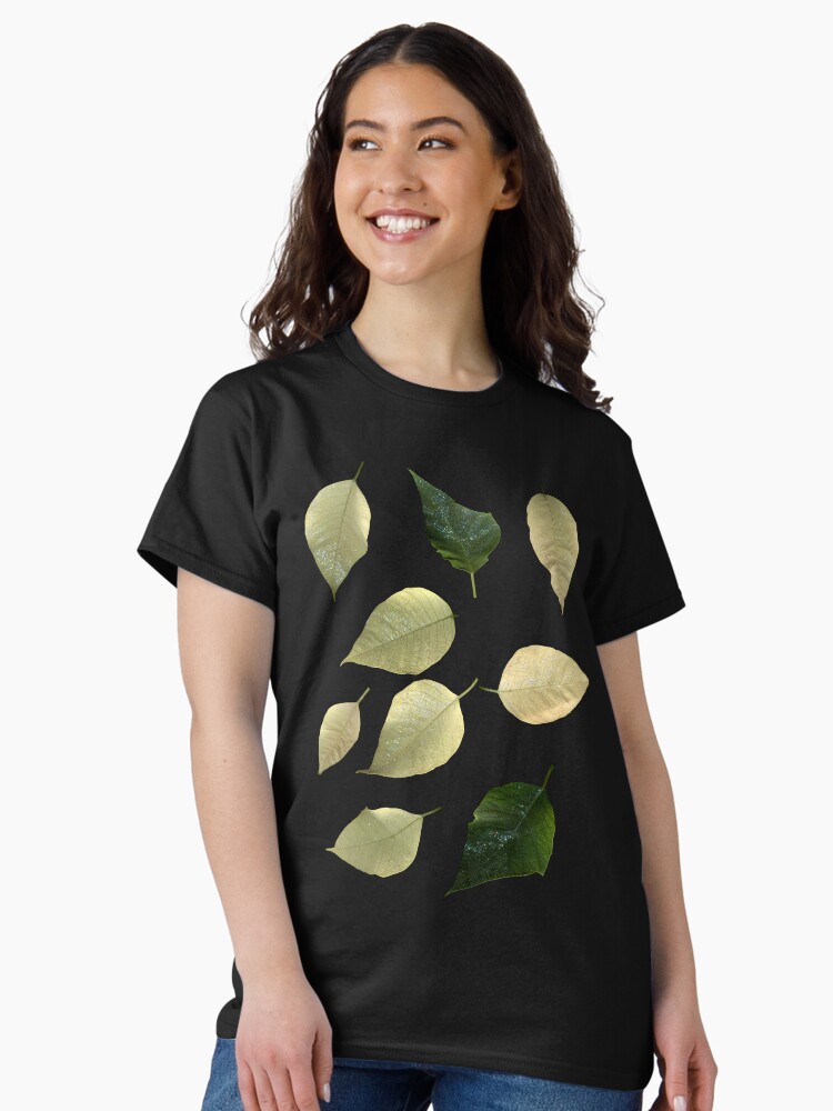 Thumbnail 1 of 7, Classic T-Shirt, White Poinsettia 3 Dark Botanical designed and sold by LindasPhotoArt.