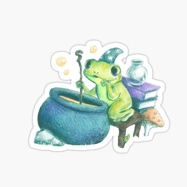 Item preview, potion brewing froggy wizard designed and sold by kyootkreative.