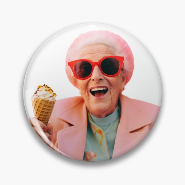 Item preview, Old grey haired woman with icecream designed and sold by Estalon.