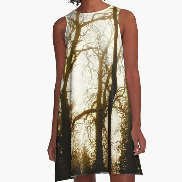 Tree Skeletons in fog A-Line Dress