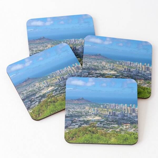 Item preview, Diamond Head and downtown Honolulu on the Island of Oahu Hawaii designed and sold by BeWitchingMom.