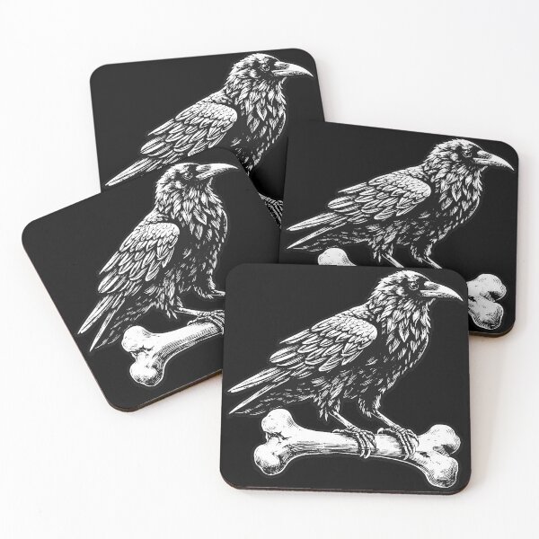 Item preview, Dark Art Crows Raven Bird with Skull Bones Vintage Old School Tattoo designed and sold by MORSPECTIVE.