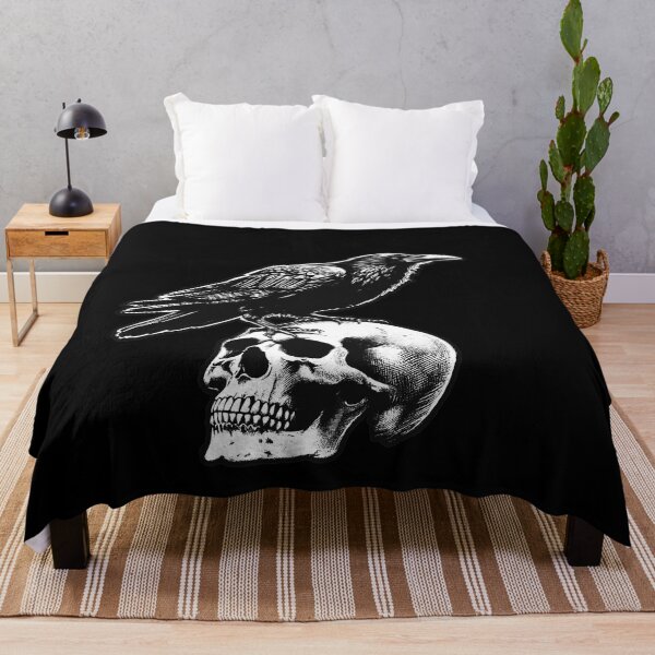 Item preview, Dark Art Crows Raven Bird with Skull Bones Vintage Old School Tattoo designed and sold by MORSPECTIVE.